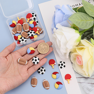 64 шт. 4 стиля спортивной тематики непрозрачные смоляные кабошоны RESI-CA0001-64-1