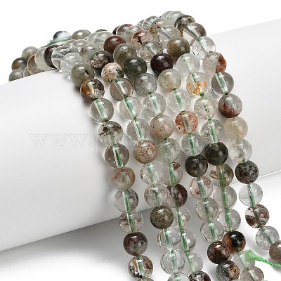 Натуральный зеленый lodolite кварц бисер пряди G-L642-B06-6mm-1