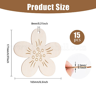 Подвески из необработанных деревянных цветов AJEW-WH0270-733-1
