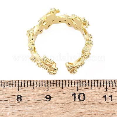 Латунные кольца-манжеты с микропаве и прозрачным цирконием для женщин RJEW-G345-02G-1