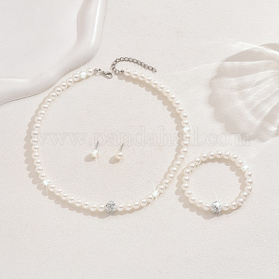 Комплекты из круглых бусин с имитацией жемчуга FS-WGA1038-01-1