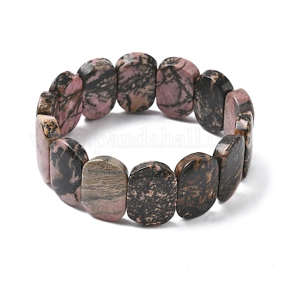 Браслеты из натуральных бусин родонита для женщин и мужчин BJEW-I323-02F-1