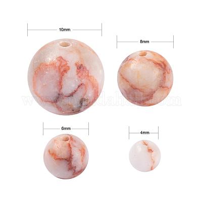 340шт 4 размера круглые бусины из натурального красного камня G-LS0001-35-1