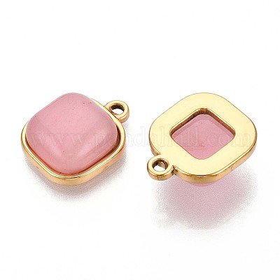 Квадратные подвески из натурального розового кварца STAS-N109-211C-G-1