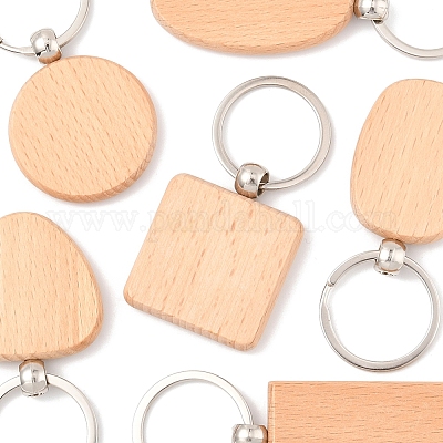 6шт брелок из натурального дерева 6 стиля HJEW-FS0001-03-1