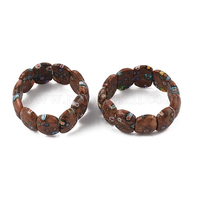 Браслеты стрейч из стеклянных бусин миллефиори ручной работы BJEW-S160-01-1