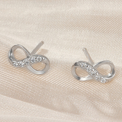 Женские серьги-гвоздики из стерлингового серебра с родиевым покрытием и микропаве из кубического циркония PQ8604-2-1