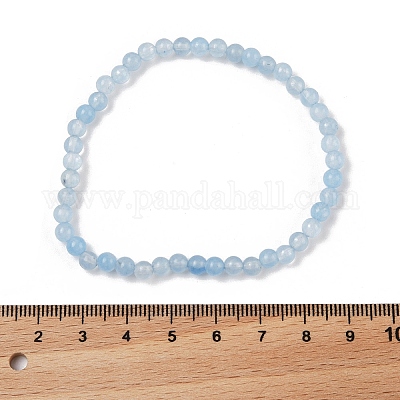 Браслет из круглых бусин натурального аквамарина диаметром 4 мм для мужчин KG3069-23-1