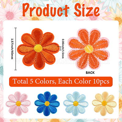 50 шт. 5 цвета компьютеризированная вышивка ткань утюгом / пришить патчи PATC-CY0001-17A-1