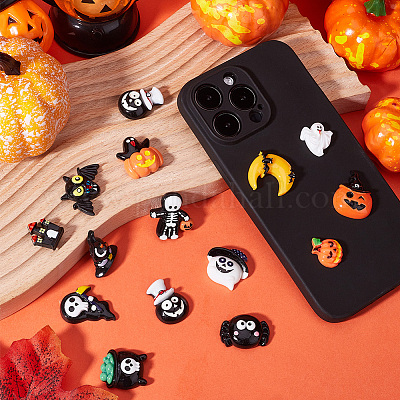 24 шт. 14 стиля Хэллоуин непрозрачные смоляные кабошоны RESI-SC0003-30-1