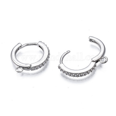 Латунные серьги-кольца из микро-паве с фианитами X-KK-T063-013P-NF-1