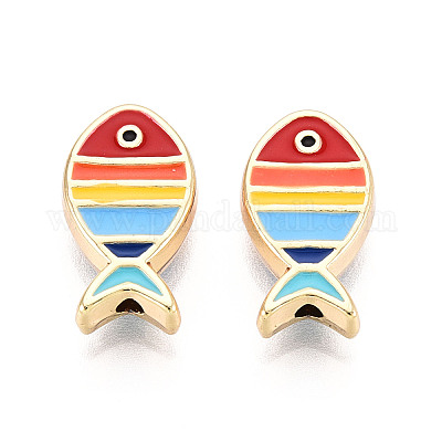 Бусины из эмали из сплава светло-золотистого цвета FIND-N011-13KCG-01-1