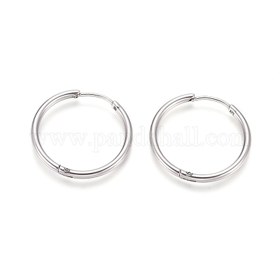 Серьги-кольца Huggie Hoop из нержавеющей стали 202 X-EJEW-F111A-25mm-P-1
