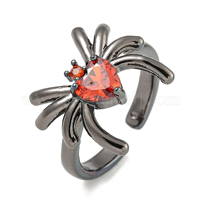 Кольцо-солитер из латуни с микропаве из кубического циркония RJEW-I104-23B-1