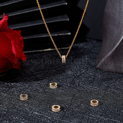 5 шт. латунные европейские бусины с микропаве из кубического циркония ZIRC-BBC0002-50-1