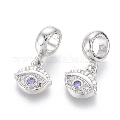 Латунь микропейв кубический цирконий европейские подвески с подвесками ZIRC-G153-05P-1