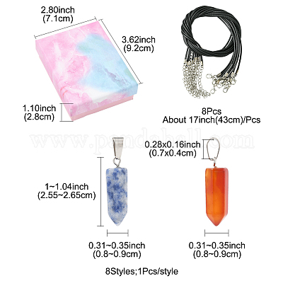 Набор для самостоятельного изготовления ожерелья с подвеской в виде пули из натурального и синтетического драгоценного камня и вощеного шнура DIY-FS0008-45-1