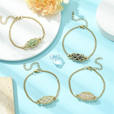 Браслет-пуля из натуральных смешанных драгоценных камней BJEW-JB09563-1