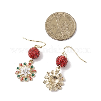 Серьги с подвесками из легированной эмали и стразами EJEW-JE06079-1