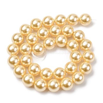 Гальванические оболочки жемчужные бусы пряди BSHE-G041-12mm-01-1