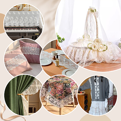 15 ярд хлопковой кружевной ленты с цветочной вышивкой OCOR-WH0086-91A-1