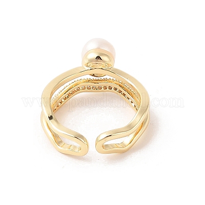 Женское круглое кольцо на палец с натуральным пресноводным жемчугом RJEW-C090-04G-1