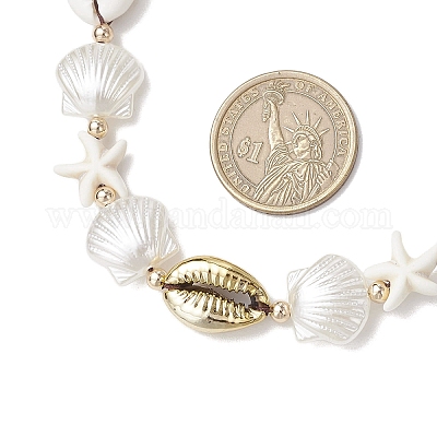 Летние регулируемые бусины с синтетической бирюзой NJEW-JN05270-01-1