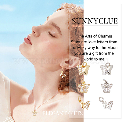 12 шт. подвеска из латуни с микропаве прозрачного кубического циркония в 3 стилях KK-SC0002-83-1