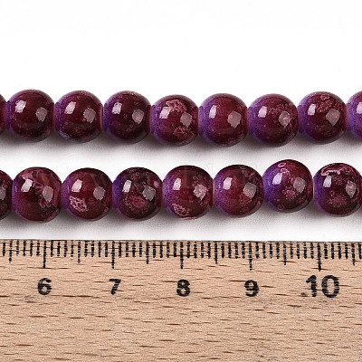 Выпечка окрашенные стеклянные бусины пряди DGLA-N008-8mm-04-1