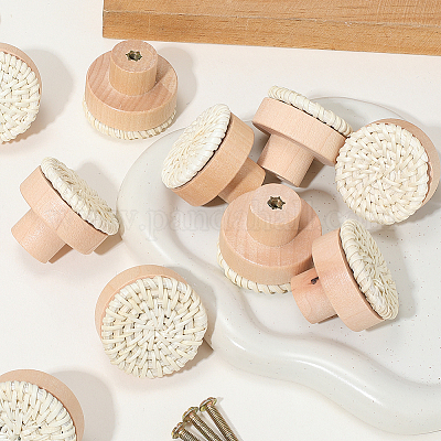 Круглые ручки для ящиков из ротанга и дерева DIY-WH20410-01B-1