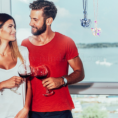 2 шт. 2-х цветные стеклянные подвесные украшения в виде бабочек AJEW-GA0006-59-1