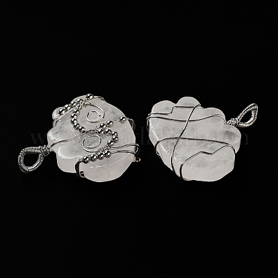 Подвески из медной проволоки с кристаллами натурального кварца G-K338-07P-04-1