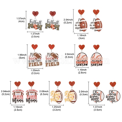 1 пара сережек-гвоздиков с леопардовым принтом в виде сердца для матери и спорта из акрила EJEW-FS0001-22C-1