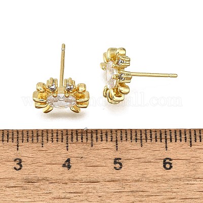 Серьги-гвоздики из циркония EJEW-H157-03G-02-1