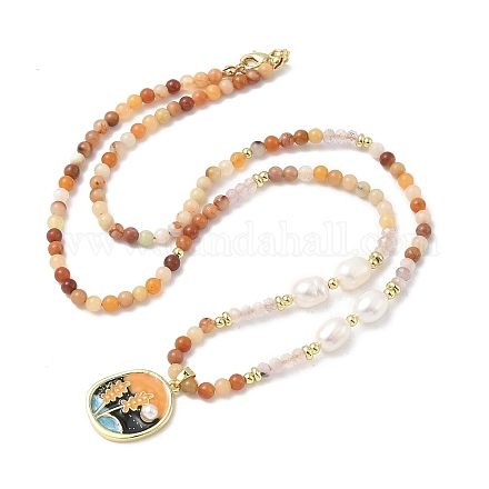 Ожерелья из натурального мьянманского нефрита для женщин NJEW-G165-01B-G-1