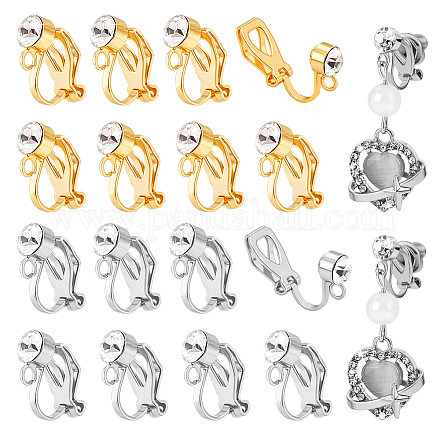 16 шт. 2-х стилевые латунные клипсы-серьги KK-PH0001-84-1