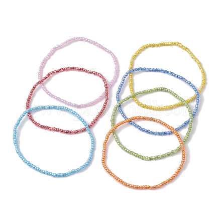 7 шт. браслеты из стеклянных бусин AJEW-AN00580-1