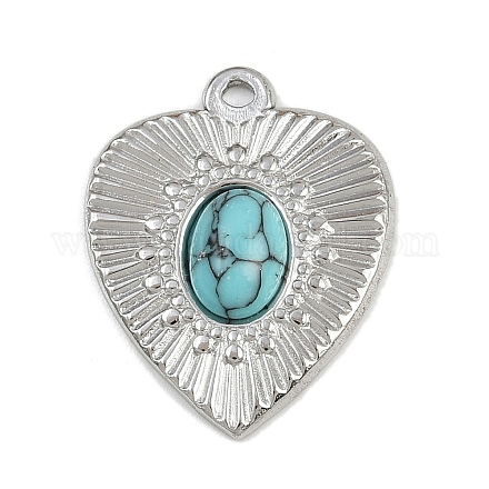 Подвески из синтетической бирюзы из нержавеющей стали 304 STAS-K311-02P-1