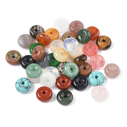 Подвески в виде пончика/диска из смешанных натуральных и синтетических драгоценных камней G-M454-01A-1