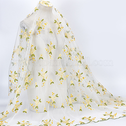 Полиэстер кружевная ткань с цветочным узором DIY-WH0061-021B-1