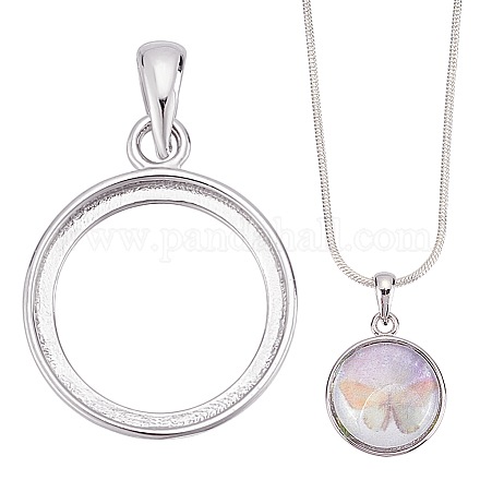 1 шт. 925 оправы для подвески из стерлингового серебра в форме кабошона STER-BC0002-78A-1
