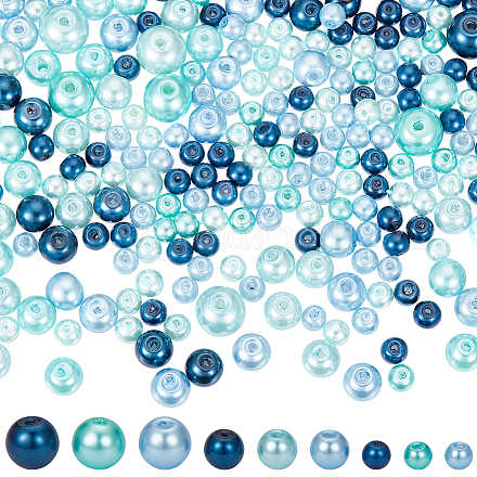 700 шт. 3 вида стеклянных перламутровых бусин HY-BBC0001-01A-1