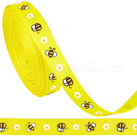 Полиэстеровые ленты с принтом пчел&nbsp;SRIB-WH20020-018F-1