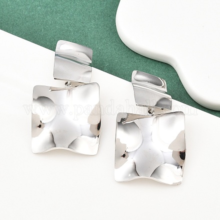 Квадратные серьги-гвоздики из нержавеющей стали 304 EJEW-K268-79A-P-1