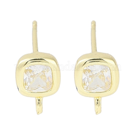 Фурнитура для серег-гвоздиков из латуни с паве из прозрачного кубического циркония KK-F875-01G-1