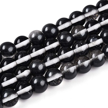 Запекание окрашенные прозрачные стеклянные бусины нити X1-DGLA-N011-10mm-10-1