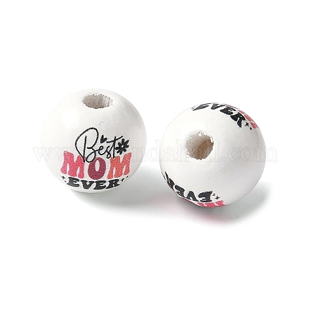 Тема дня матери печатные деревянные европейские бусины WOOD-F016-10-1