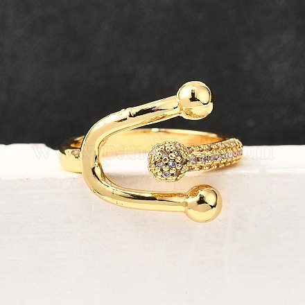 Латунные микро проложить манжеты кольца кубического циркония&nbsp;LS-RJEW-D308-03G-D-1