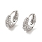 Brass Micro Pave Clear Cubic Zirconia Hoop Earrings, Enamel Earrings for Women, Long-lasting Plated, Real Platinum Plated, 14x15mm
