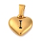 304 Stainless Steel Pendants, Heart with Black Letter, Golden, Letter I, 16x16x4.5mm, Hole: 7x3mm